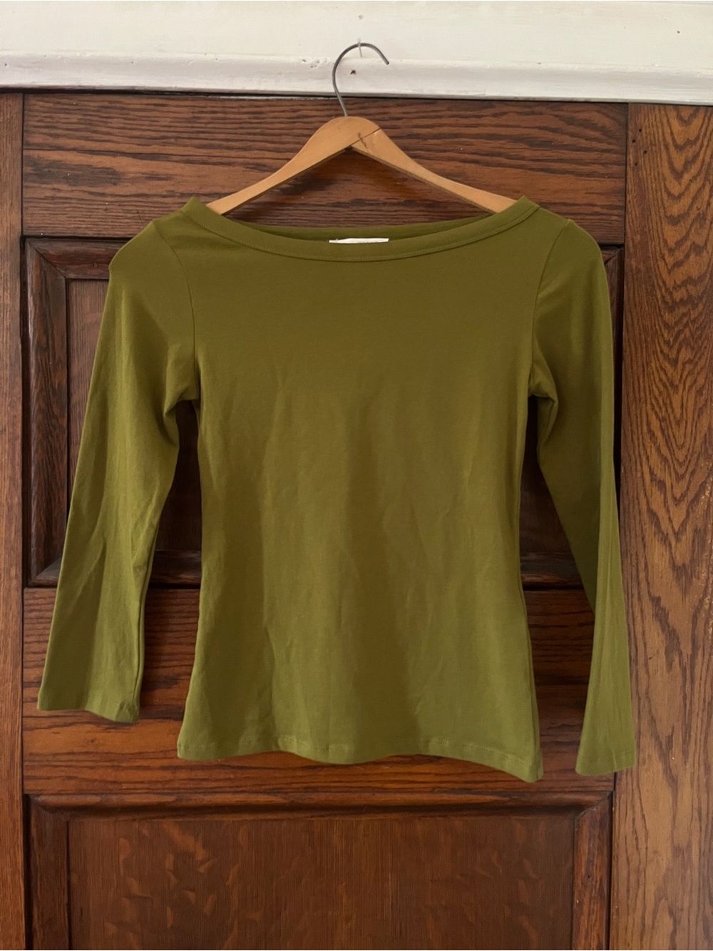 “Zara” Olive Green Boatneck Quarter Sleeve Top